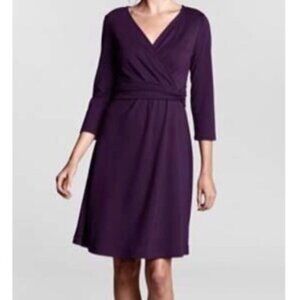 Lands' End Ponte Faux Wrap Mini Dress Size S (6 - 8) EUC